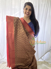 Brown Kora Muslin Saree-Geometrical-VS652